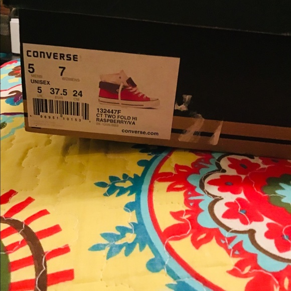 New Raspberry Converse High Top Fold Down Sneakers - Picture 7 of 7